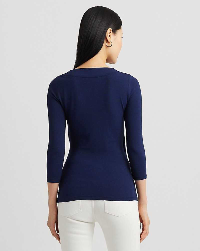 Tops Ralph Lauren Surplice Jersey Top Mujer Azul Marino | HGTUELQ-64 - vista 4