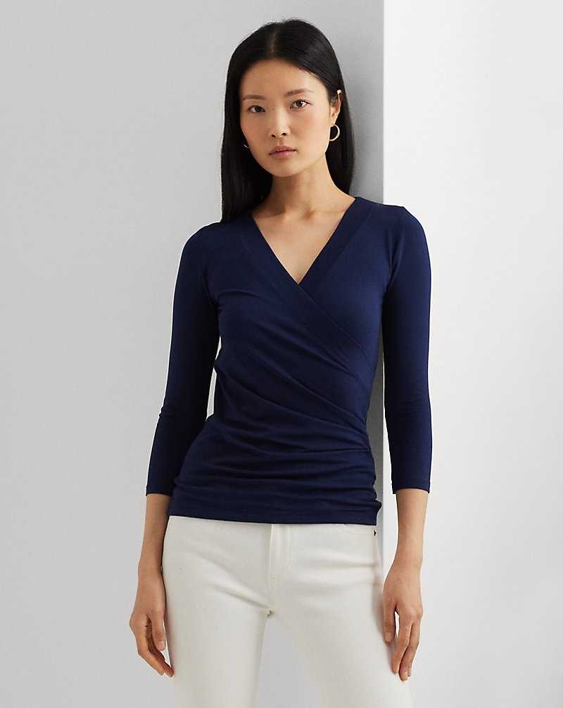 Tops Ralph Lauren Surplice Jersey Top Mujer Azul Marino | HGTUELQ-64 - vista 1