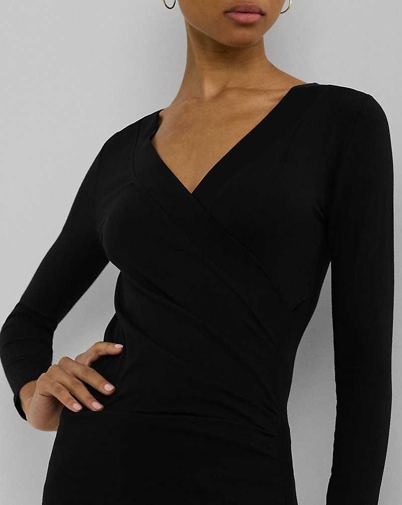 Tops Ralph Lauren Surplice Jersey Top Mujer Negros | CRKNZLF-59 - vista 5