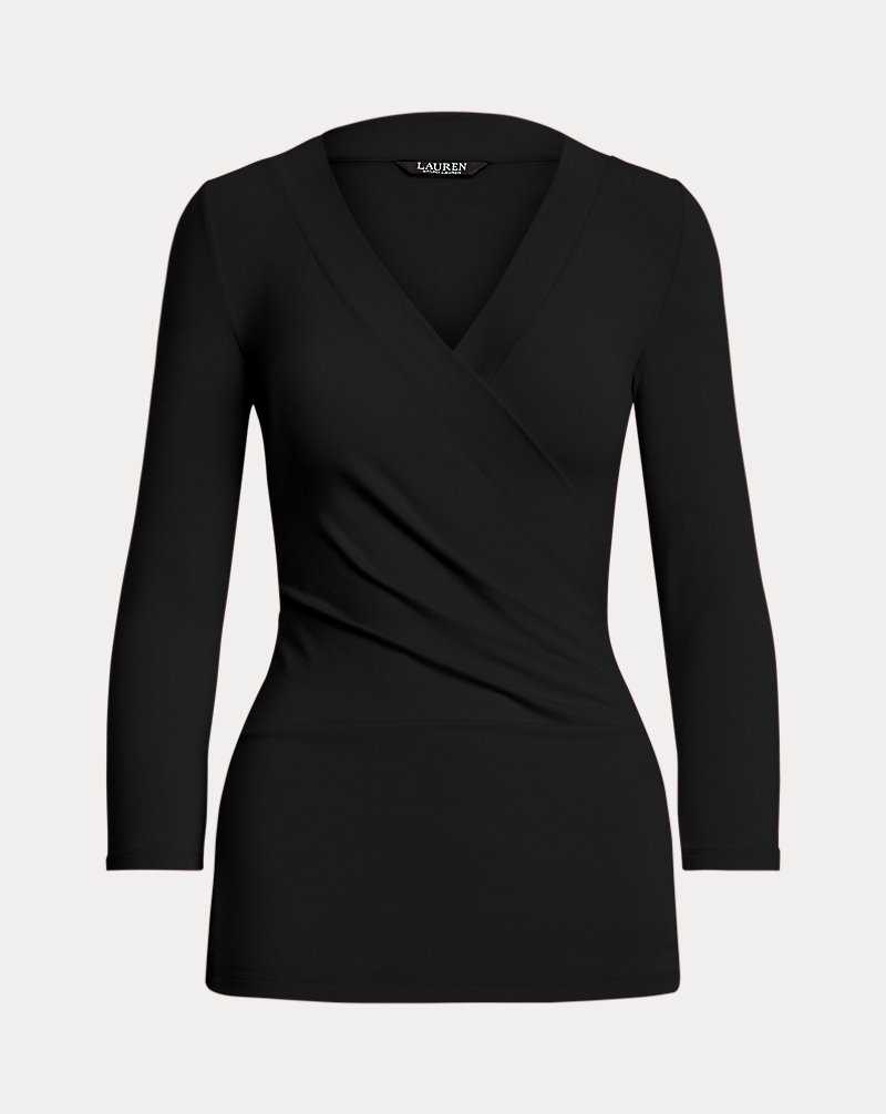 Tops Ralph Lauren Surplice Jersey Top Mujer Negros | MNJBOPC-57 - vista 2