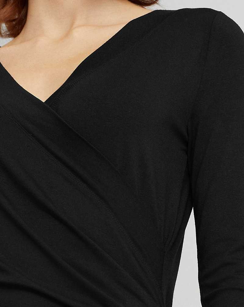 Tops Ralph Lauren Surplice Jersey Top Mujer Negros | MNJBOPC-57 - vista 5