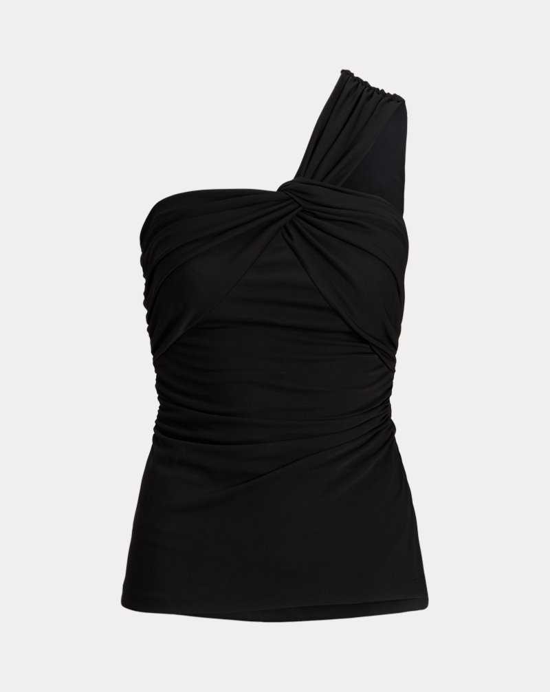 Tops Ralph Lauren Twist-Front Jersey One-Shoulder Top Mujer Negros | FSZCGRL-63 - vista 2