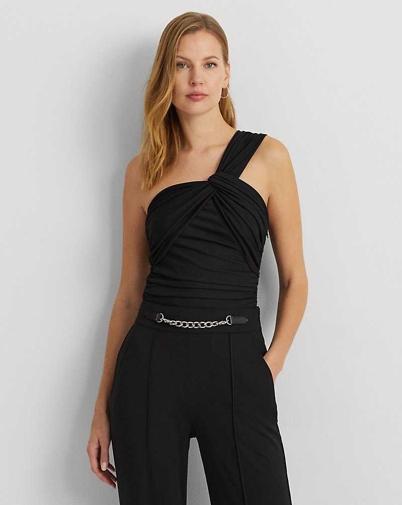 Tops Ralph Lauren Twist-Front Jersey One-Shoulder Top Mujer Negros | FSZCGRL-63 - vista 1