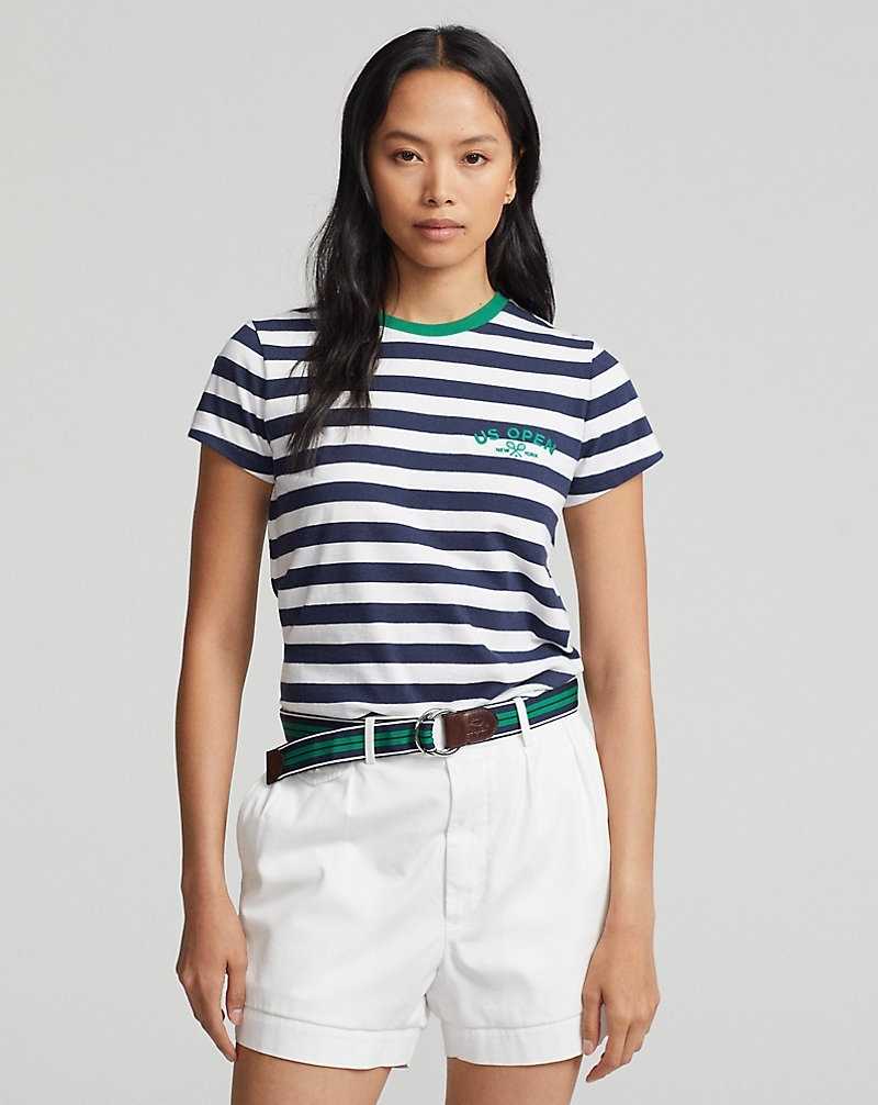 Tops Ralph Lauren US Open Striped Ringer Tee Mujer | RHIAXVT-45 - vista 1