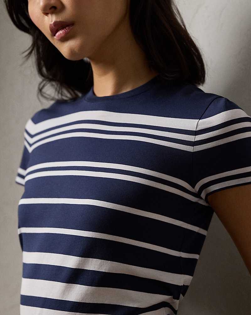 Tops Ralph Lauren Variegated Striped Jersey Tee Mujer Azul Marino | DYPHSOC-17 - vista 5