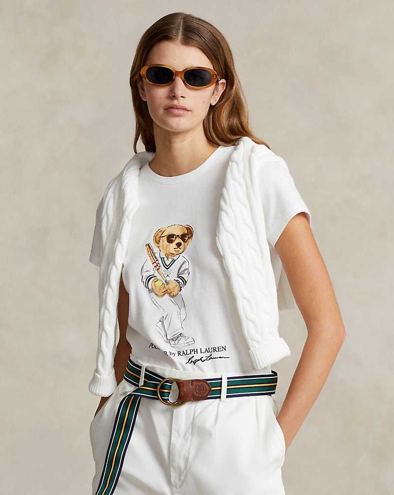 Tops Ralph Lauren Wimbledon Bear Tee Mujer Blancos | YLJQGAN-82 - vista 1