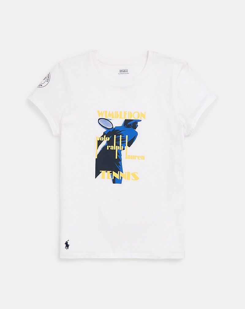 Tops Ralph Lauren Wimbledon Graphic Jersey Tee Mujer Blancos | NIZDXMT-41 - vista 2