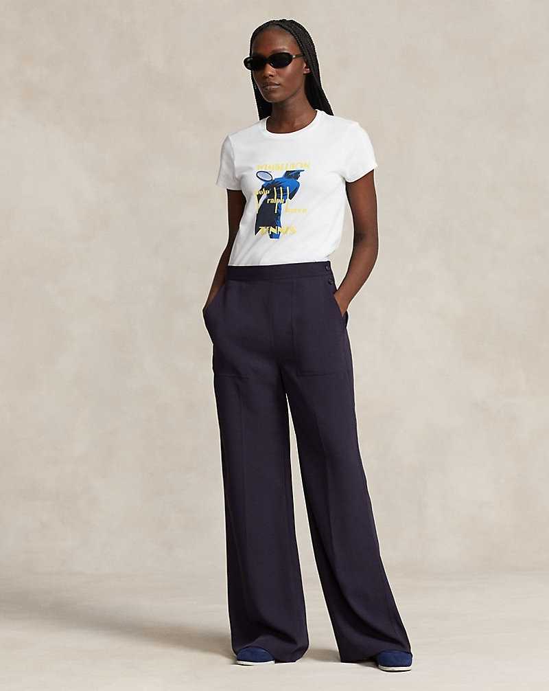 Tops Ralph Lauren Wimbledon Graphic Jersey Tee Mujer Blancos | NIZDXMT-41 - vista 3