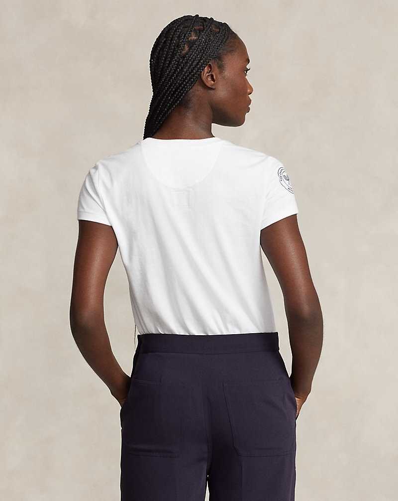 Tops Ralph Lauren Wimbledon Graphic Jersey Tee Mujer Blancos | NIZDXMT-41 - vista 4