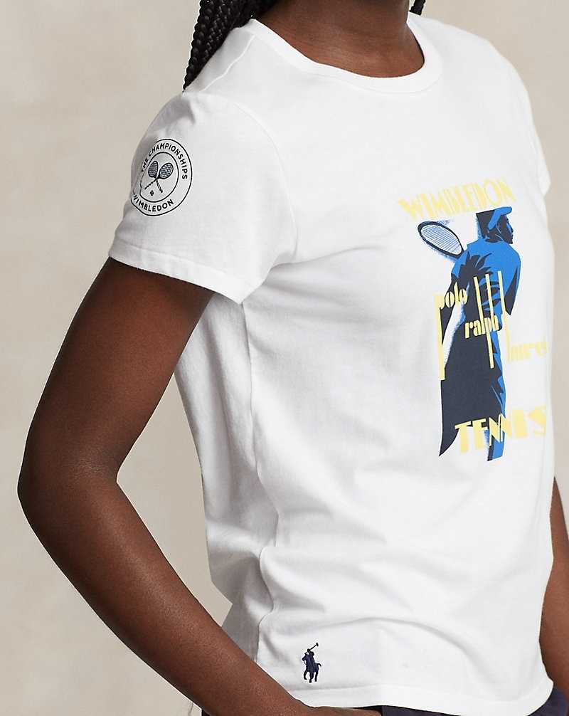 Tops Ralph Lauren Wimbledon Graphic Jersey Tee Mujer Blancos | NIZDXMT-41 - vista 5