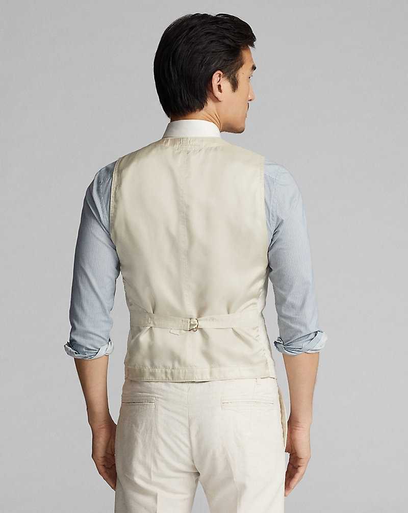 Trajes Ralph Lauren Cotton-Linen Canvas Gilet Hombre Creme | ZHKWBIE-39 - vista 4