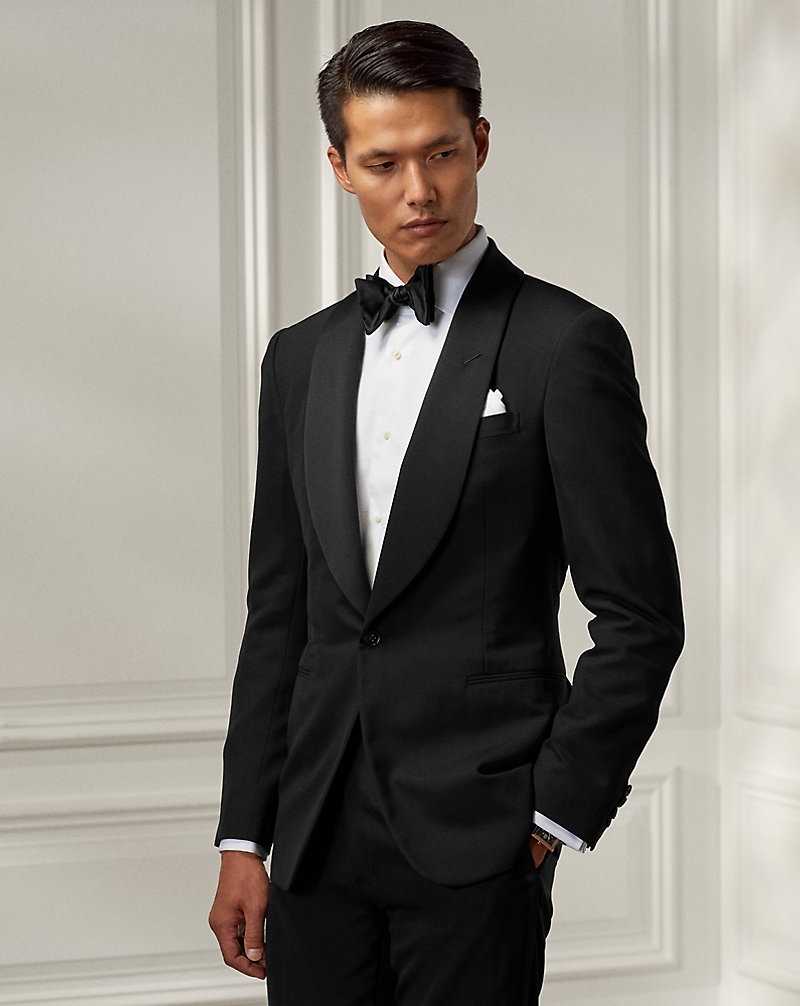 Trajes Ralph Lauren Gregory Hand-Tailored Wool Shawl Tuxedo Hombre Negros | IJGZQPX-72 - vista 3
