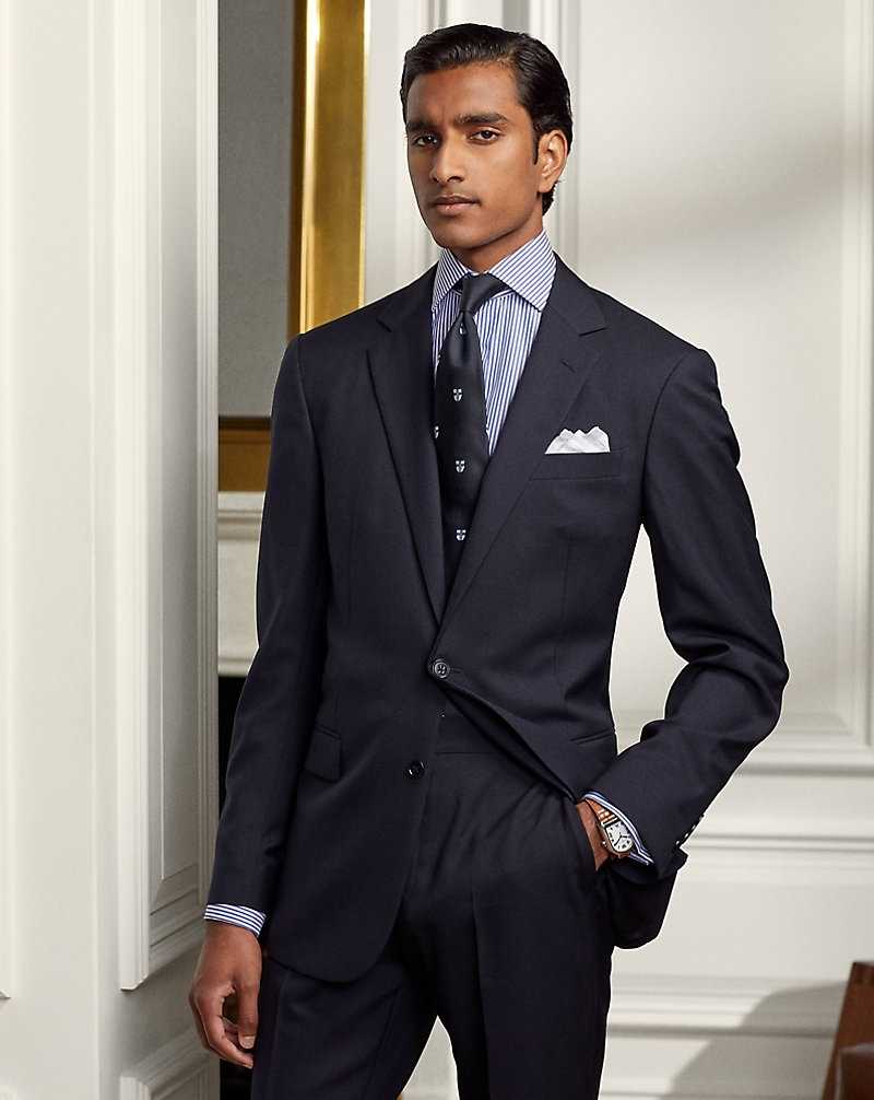 Trajes Ralph Lauren Gregory Hand-Tailored Wool Twill Hombre Azul Marino | RLMNEAZ-75 - vista 3