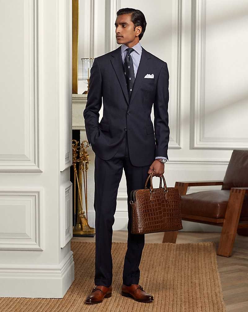 Trajes Ralph Lauren Gregory Hand-Tailored Wool Twill Hombre Azul Marino | RLMNEAZ-75 - vista 1