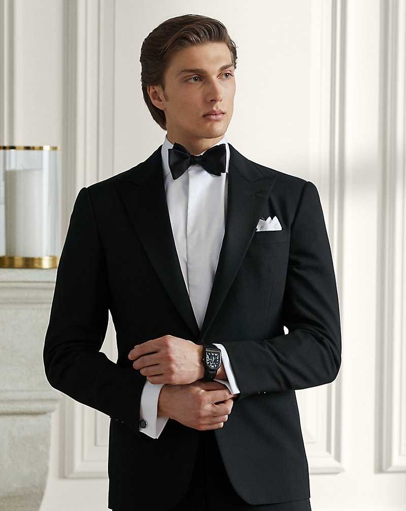 Trajes Ralph Lauren Gregory Hand-Tailored Wool Peak Tuxedo Hombre Negros | YVJLHTO-48 - vista 3