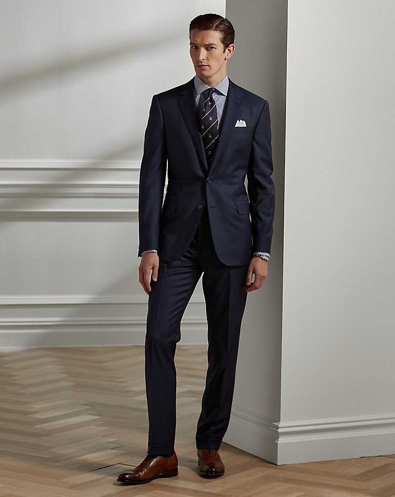 Trajes Ralph Lauren Gregory Hand-Tailored Sharkskin Hombre Azul Marino | DHSGAPR-19 - vista 1