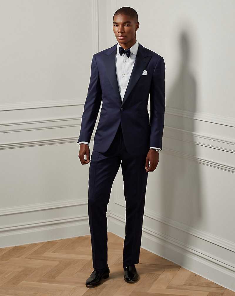 Trajes Ralph Lauren Gregory Handmade Gabardine Peak Tuxedo Hombre Azul Marino | MODGZYF-53 - vista 1