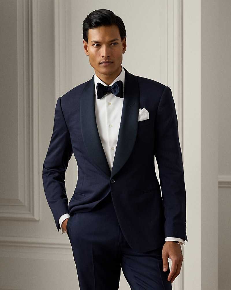 Trajes Ralph Lauren Gregory Handmade Gabardine Shawl Tuxedo Hombre Azul Marino | WJVZGFT-54 - vista 3