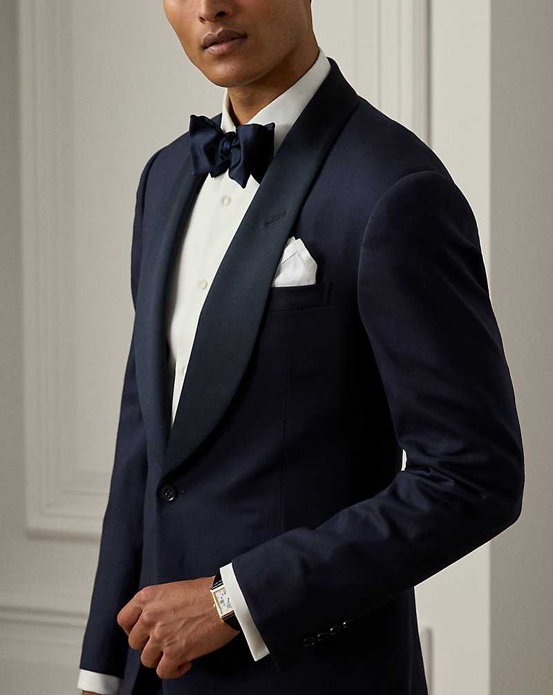 Trajes Ralph Lauren Gregory Handmade Gabardine Shawl Tuxedo Hombre Azul Marino | WJVZGFT-54 - vista 5