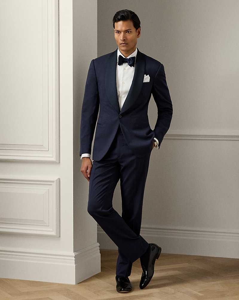 Trajes Ralph Lauren Gregory Handmade Gabardine Shawl Tuxedo Hombre Azul Marino | WJVZGFT-54 - vista 1