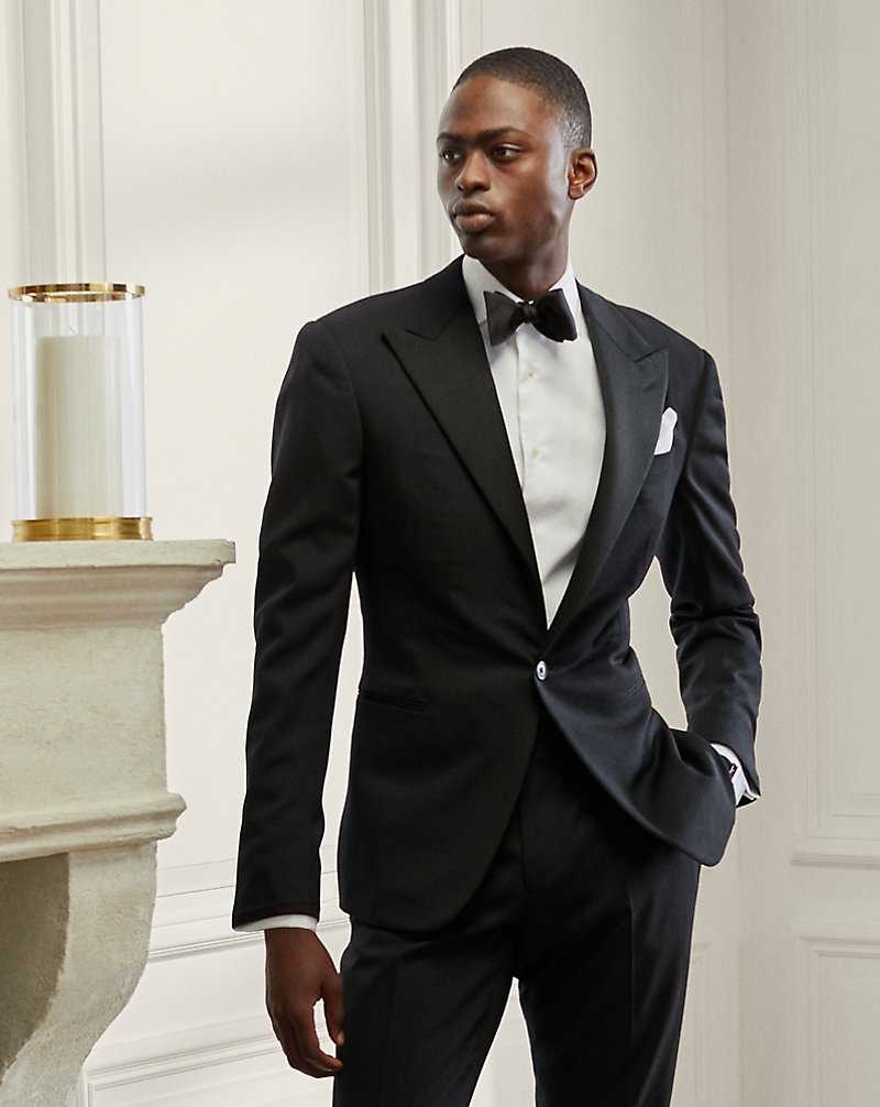 Trajes Ralph Lauren Gregory Handmade Peak-Lapel Tuxedo Hombre Negros | BMLDNKG-68 - vista 3