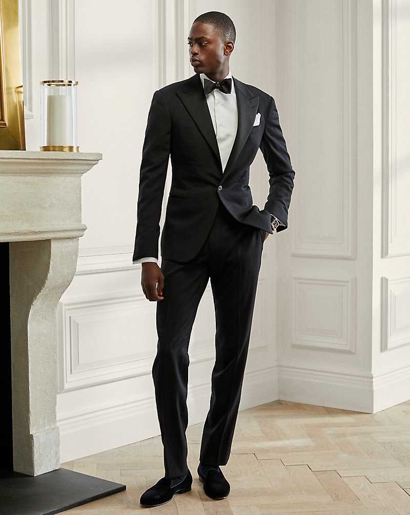 Trajes Ralph Lauren Gregory Handmade Peak-Lapel Tuxedo Hombre Negros | BMLDNKG-68 - vista 1