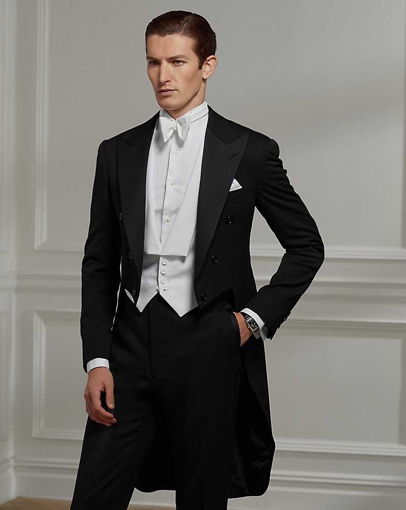 Trajes Ralph Lauren Gregory Handmade Tailcoat Tuxedo Hombre Negros | DIZAVGT-46 - vista 3