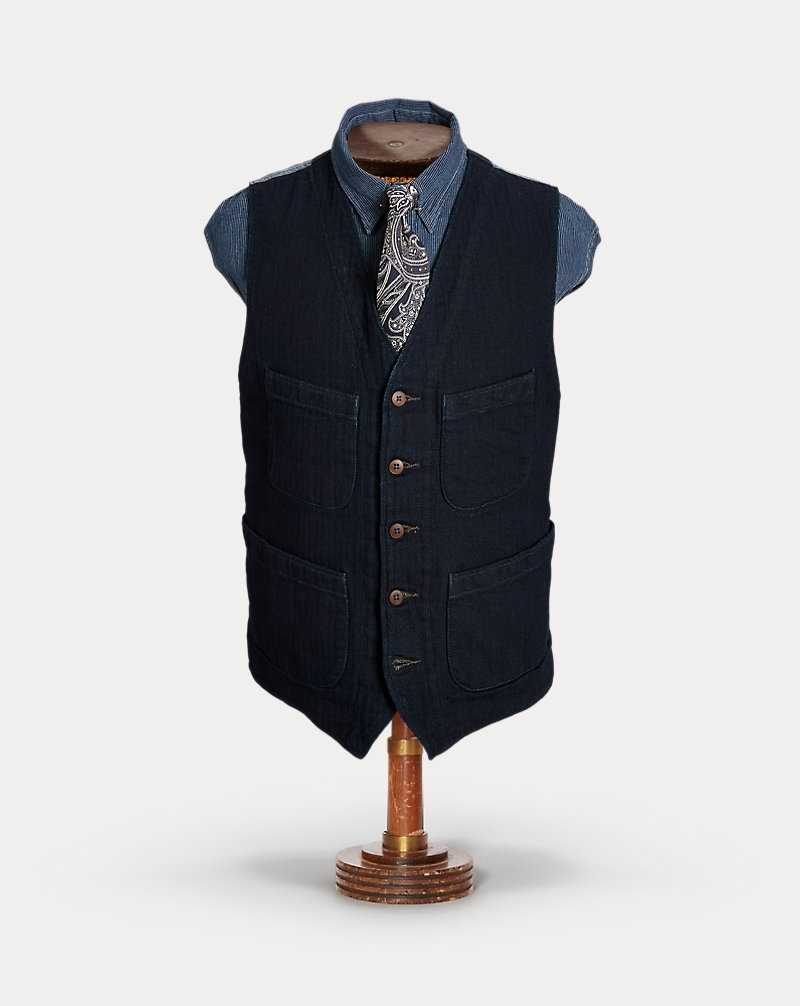 Trajes Ralph Lauren Indigo Herringbone Waistcoat Hombre Azul Marino Oscuro | RPQOZLK-74 - vista 1