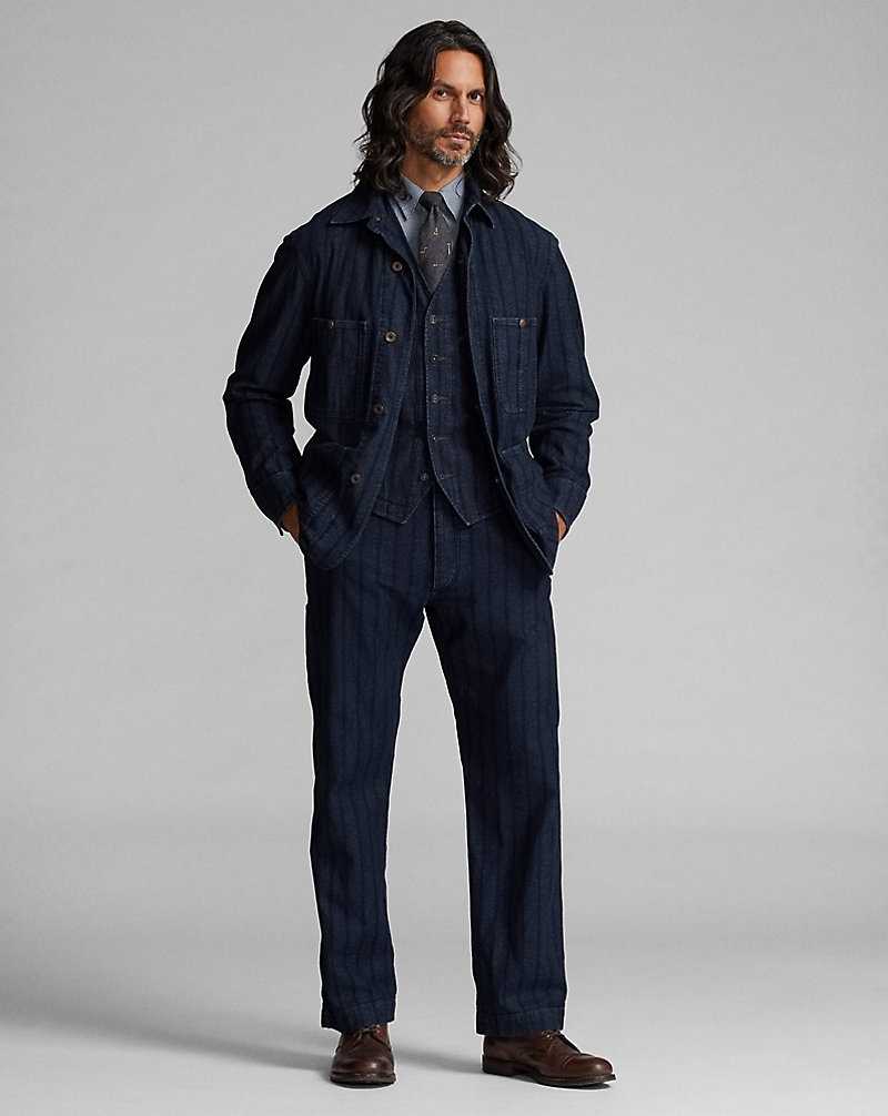 Trajes Ralph Lauren Indigo Striped Twill Field Hombre Indigo/White | CDARTEF-45 - vista 2