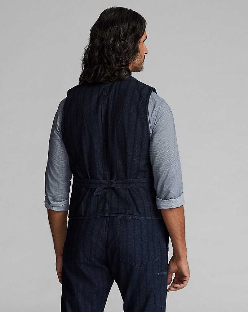 Trajes Ralph Lauren Indigo Striped Twill Vest Hombre Indigo/White | YXHNOTC-56 - vista 4