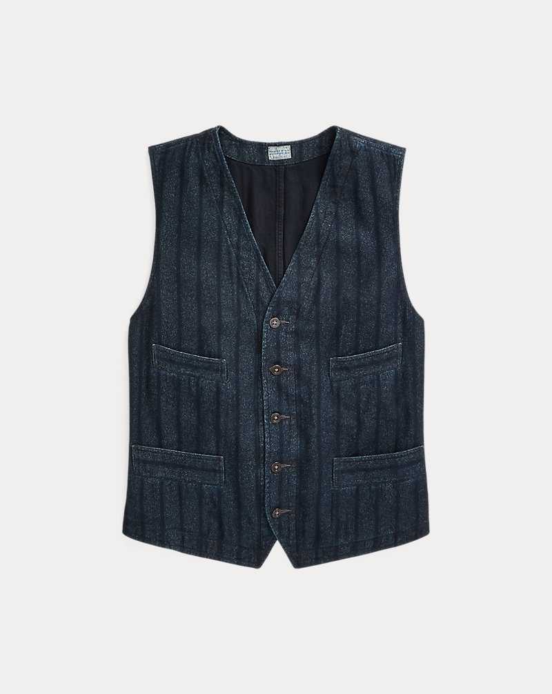 Trajes Ralph Lauren Indigo Striped Twill Vest Hombre Indigo/White | YXHNOTC-56 - vista 1
