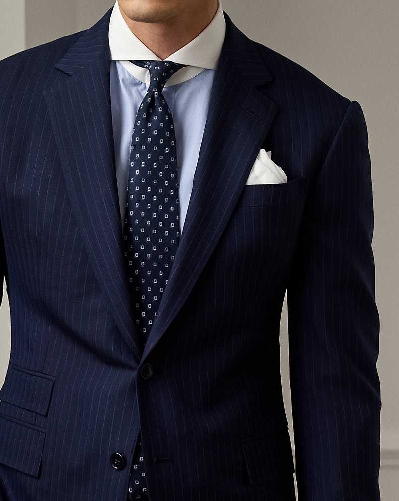 Trajes Ralph Lauren Kent Hand-Tailored Pinstripe Hombre Bright Navy/Grey | UMVEXGT-83 - vista 5