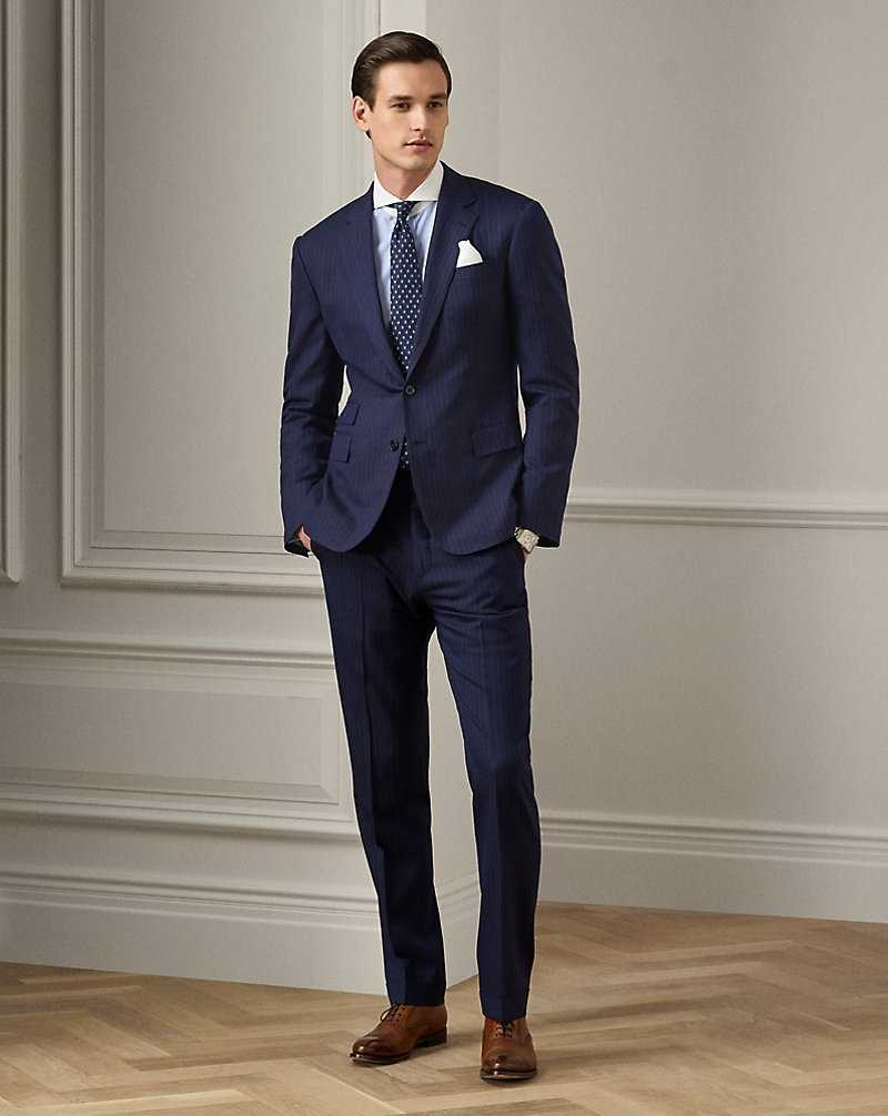 Trajes Ralph Lauren Kent Hand-Tailored Pinstripe Hombre Bright Navy/Grey | UMVEXGT-83 - vista 1