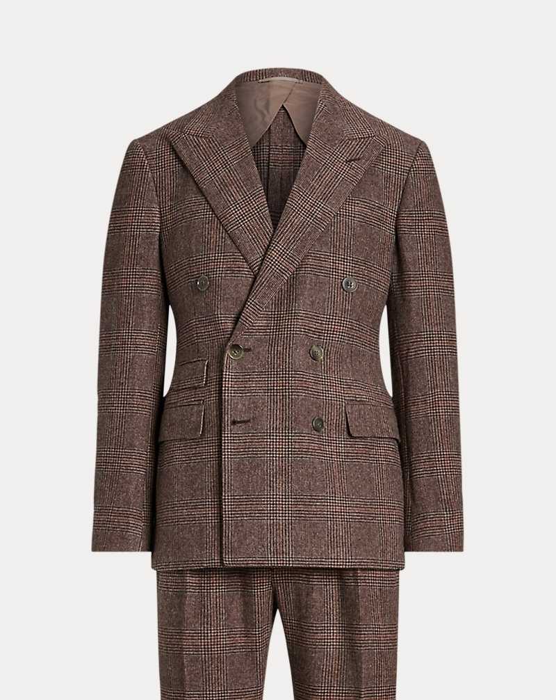 Trajes Ralph Lauren Kent Hand-Tailored Plaid Wool Hombre Vntg Cream/Blk + Blue/Orn | AKHGOPN-31 - vista 2