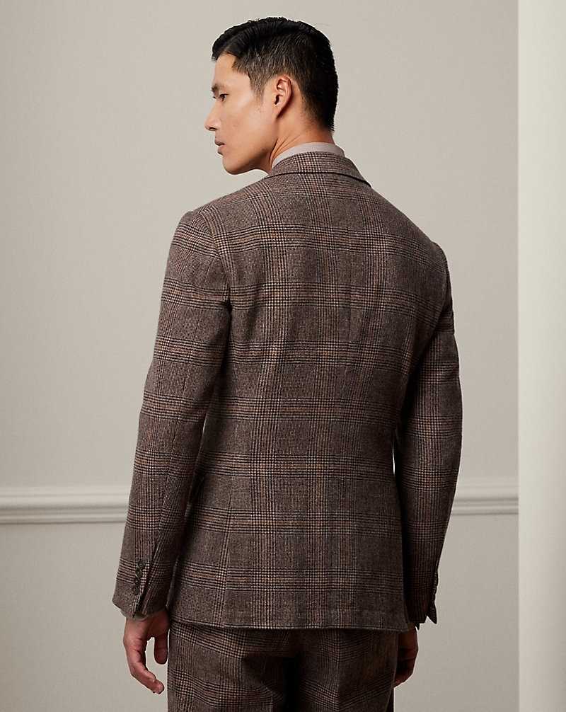 Trajes Ralph Lauren Kent Hand-Tailored Plaid Wool Hombre Vntg Cream/Blk + Blue/Orn | AKHGOPN-31 - vista 4