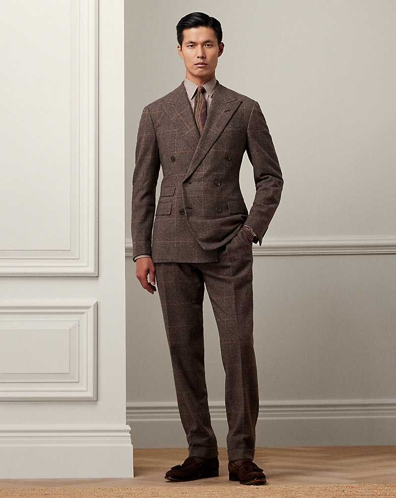 Trajes Ralph Lauren Kent Hand-Tailored Plaid Wool Hombre Vntg Cream/Blk + Blue/Orn | AKHGOPN-31 - vista 1