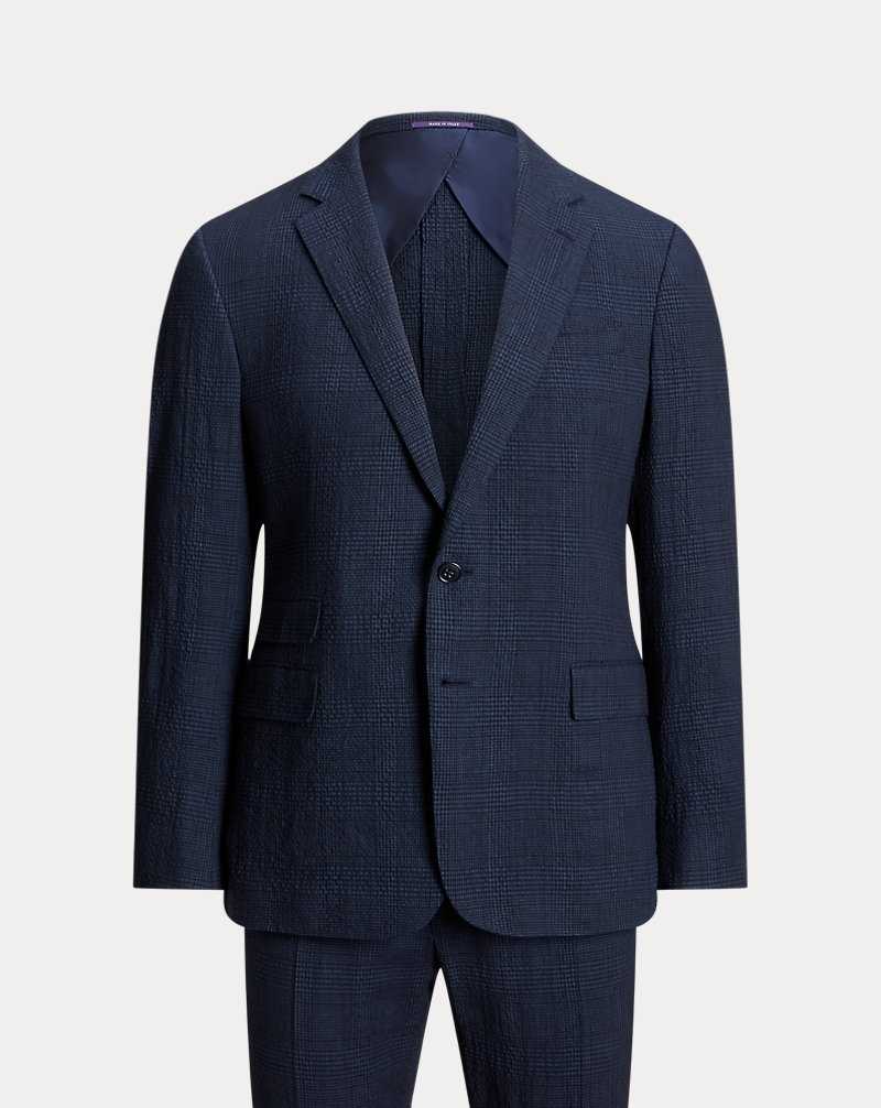 Trajes Ralph Lauren Kent Hand-Tailored Plaid Seersucker Hombre Azul Marino | KGFJDRL-80 - vista 2