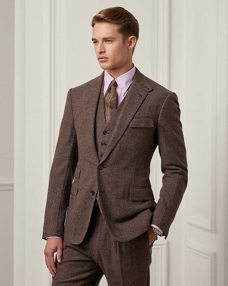 Trajes Ralph Lauren Kent Hand-Tailored Plaid 3-Piece Hombre Azules | XOHZSLI-40 - vista 3