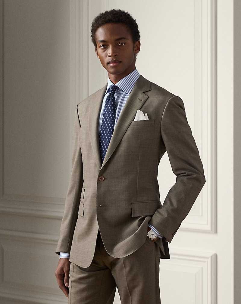 Trajes Ralph Lauren Kent Hand-Tailored Sharkskin Hombre Mocha | ENIFDYM-41 - vista 3