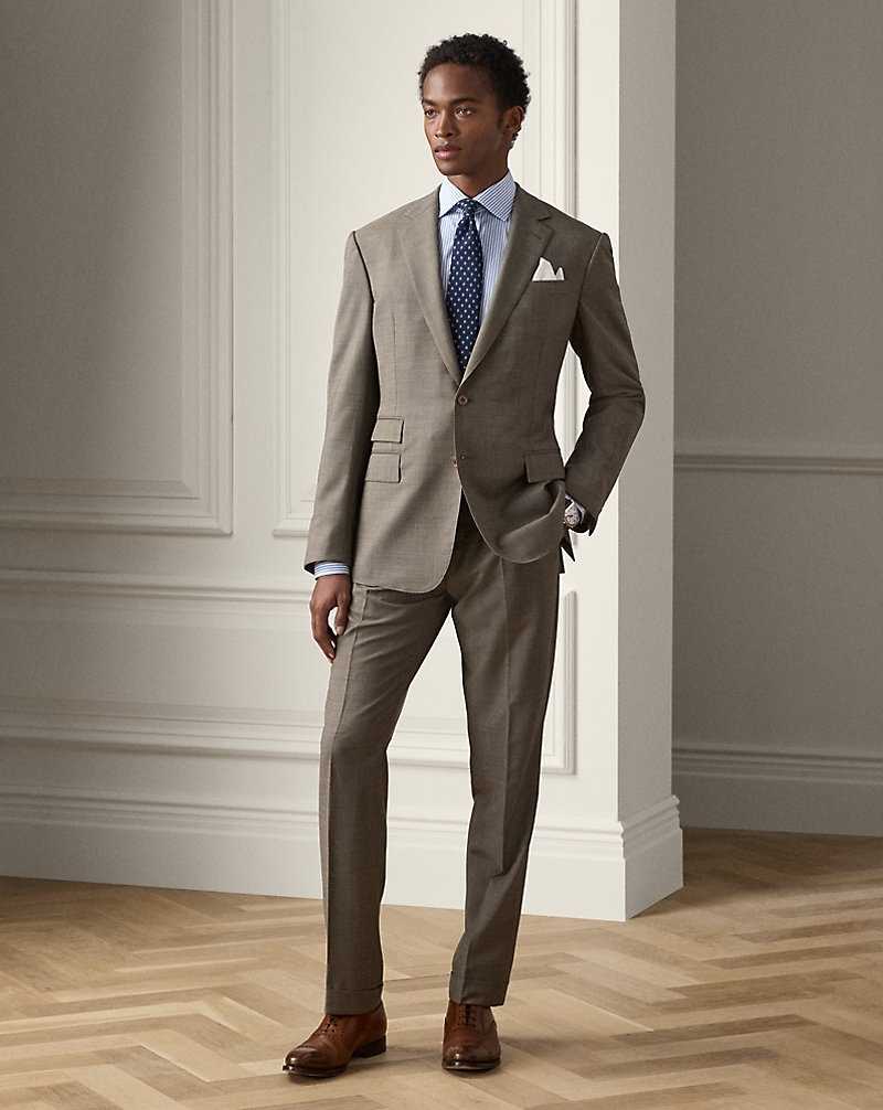 Trajes Ralph Lauren Kent Hand-Tailored Sharkskin Hombre Mocha | ENIFDYM-41 - vista 1
