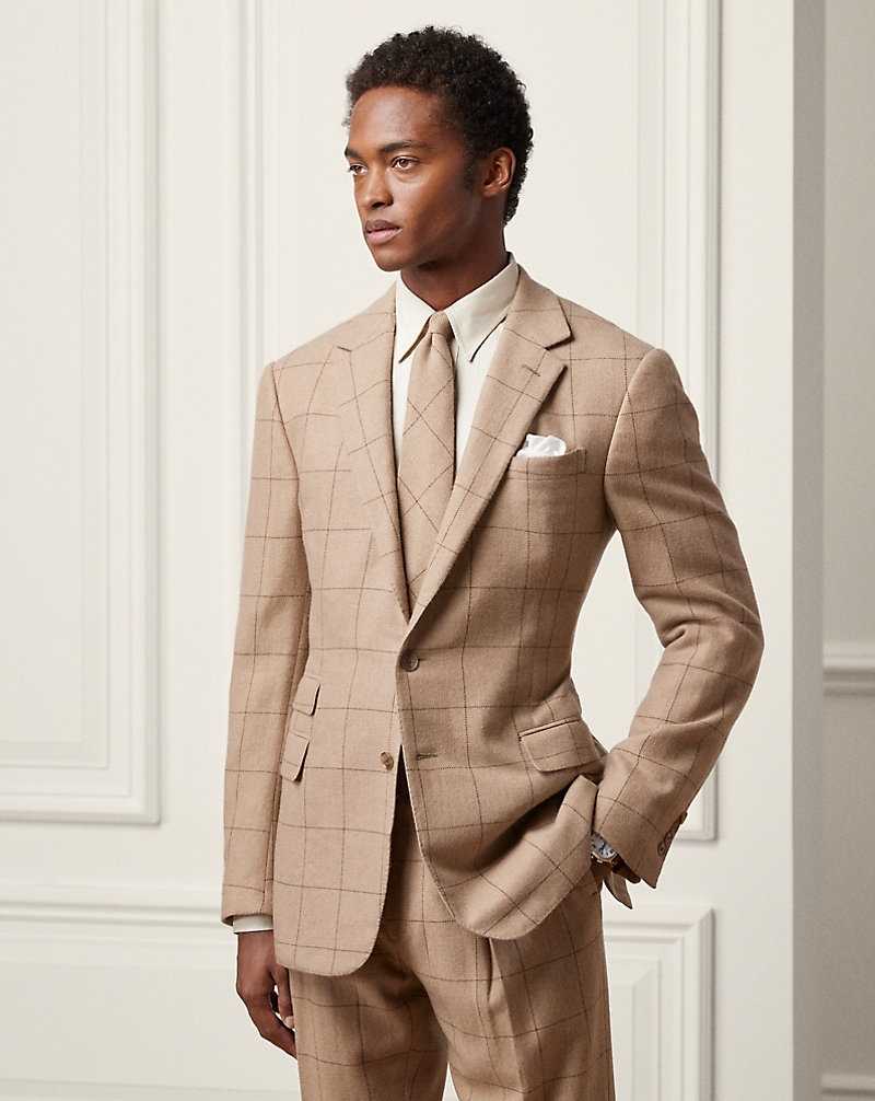 Trajes Ralph Lauren Kent Handmade Windowpane Cashmere Hombre Taupe/Brown | FVLKQMC-16 - vista 3
