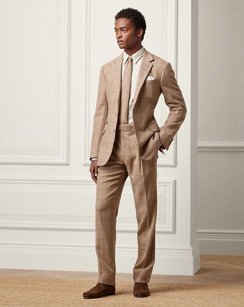 Trajes Ralph Lauren Kent Handmade Windowpane Cashmere Hombre Taupe/Brown | FVLKQMC-16 - vista 1