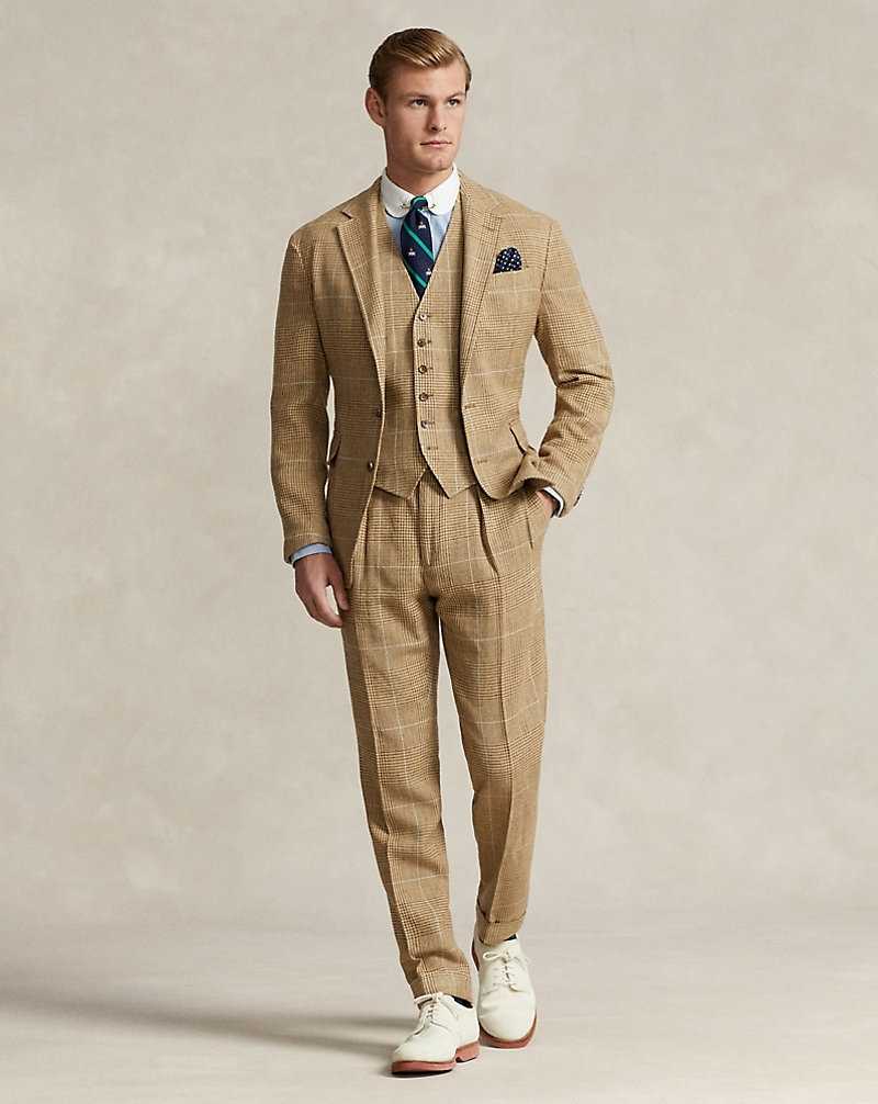 Trajes Ralph Lauren Plaid Tweed Waistcoat Hombre Azules | RSZAPCB-61 - vista 3