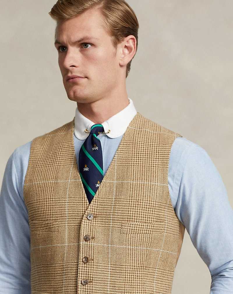 Trajes Ralph Lauren Plaid Tweed Waistcoat Hombre Azules | RSZAPCB-61 - vista 5