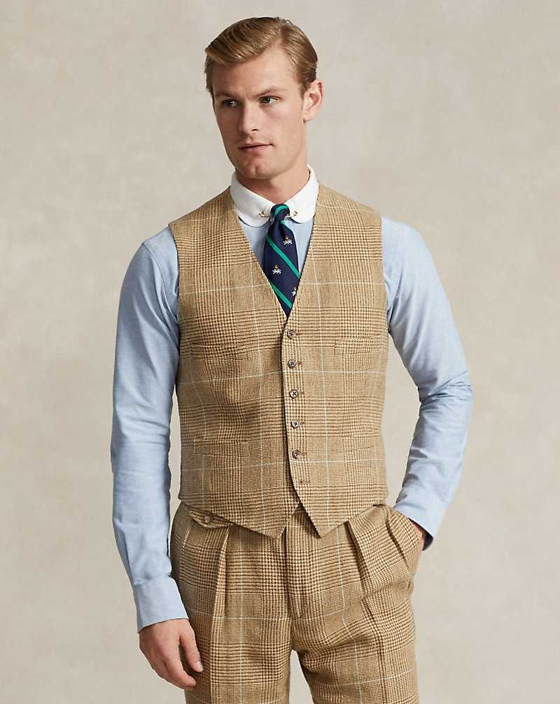 Trajes Ralph Lauren Plaid Tweed Waistcoat Hombre Azules | RSZAPCB-61 - vista 1