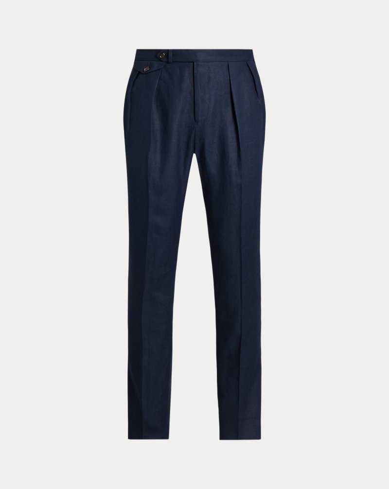 Trajes Ralph Lauren Pleated Linen Hombre Azul Marino Oscuro | FIZUGQA-32 - vista 2