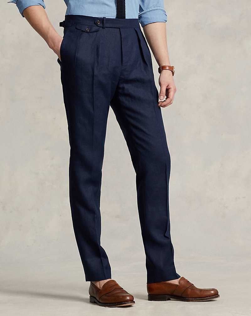 Trajes Ralph Lauren Pleated Linen Hombre Azul Marino Oscuro | FIZUGQA-32 - vista 3