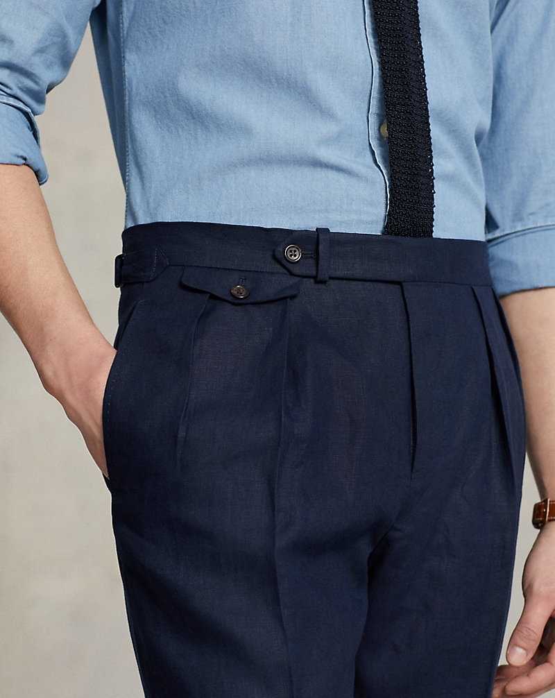 Trajes Ralph Lauren Pleated Linen Hombre Azul Marino Oscuro | FIZUGQA-32 - vista 5