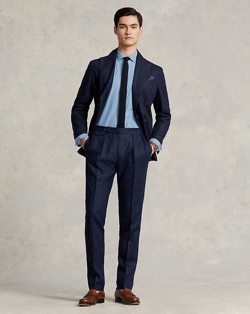 Trajes Ralph Lauren Pleated Linen Hombre Azul Marino Oscuro | FIZUGQA-32 - vista 1
