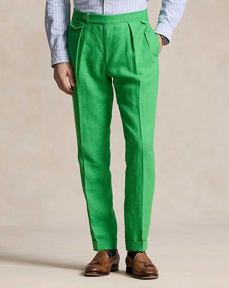 Trajes Ralph Lauren Pleated Linen Hombre Verdes | SQZIDTN-23 - vista 3